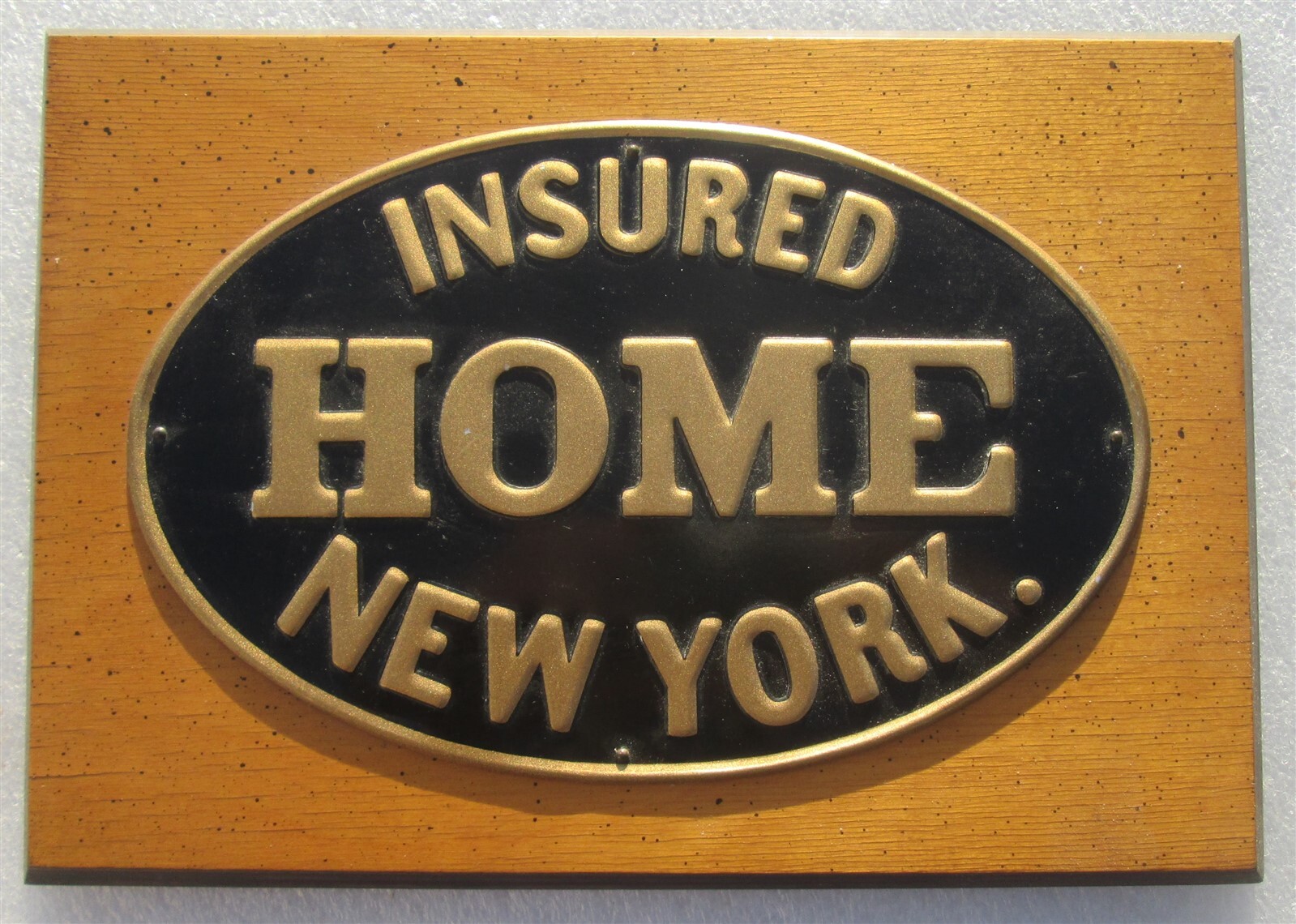 HOME NEW YORK: Authentic Insurance Company Issued Tin Fire Mark- AGENCY/PLAQUE