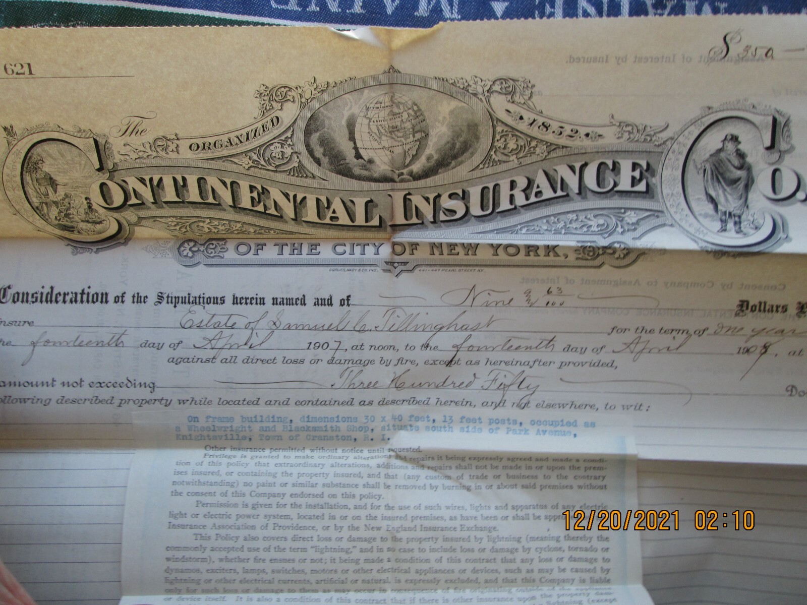the continental insurance company new york policy 1908