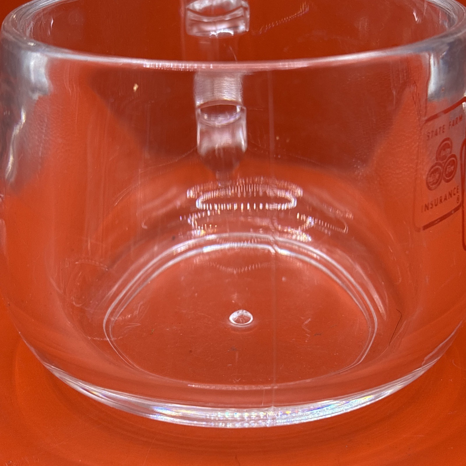 1992 State Farm Education Award Clear Acrylic Coffee Tea Mug w/ Coaster/Lid- USA