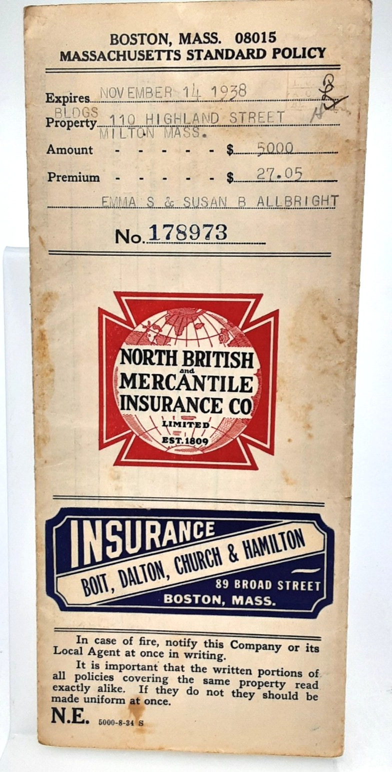 North British Mercantile Insurance Company Boston Fire And Casualty Policy