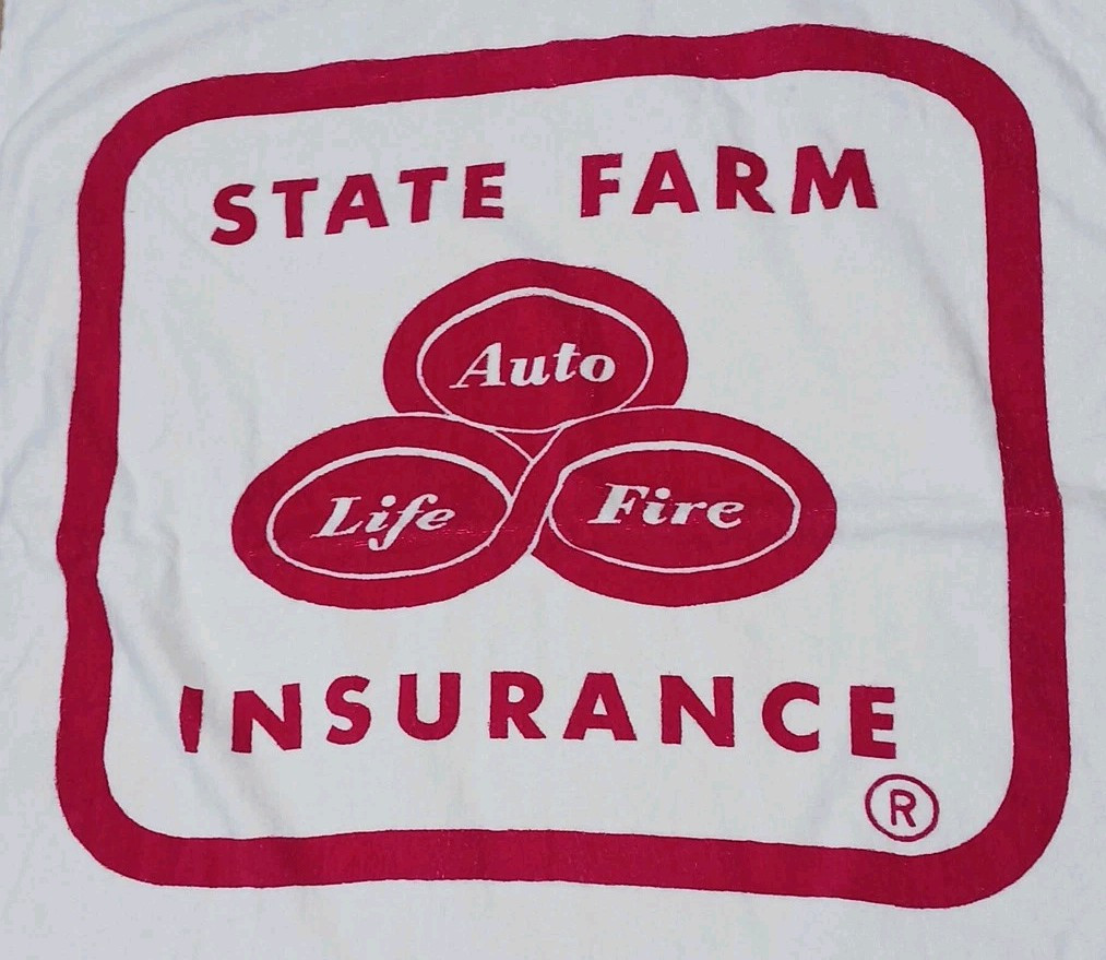 STATE FARM INSURANCE Beach Towel Red & White 100% Cotton