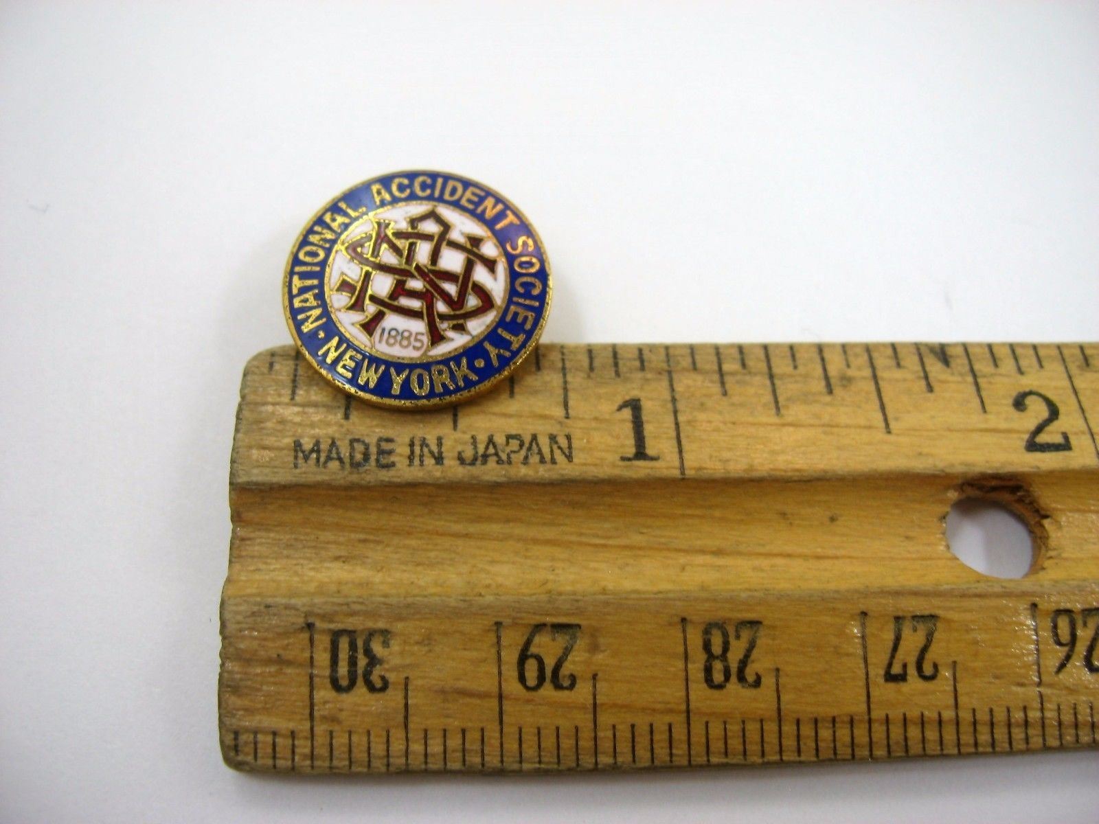 Antique 1885 National Accident Society Lapel Pin New York Insurance Enamel NAS