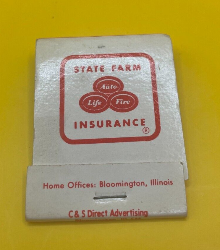 Vintage State Farm Matchbook – Generic, No Agent Listed – Bloomington, IL