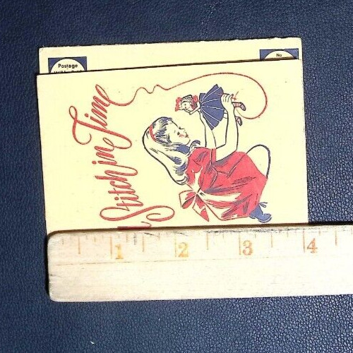 Vintage 1950s Colonial Life Insurance “A Stitch in Time” Sewing Advertising Card