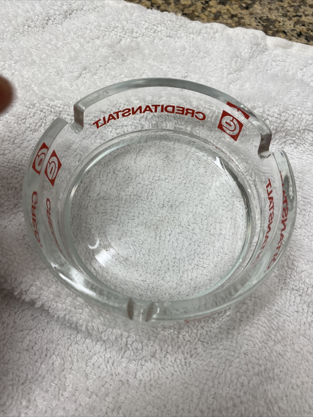 Vintage Creditanstalt Vienna Austrian Defunct Bank Round Glass Ashtray Free Ship