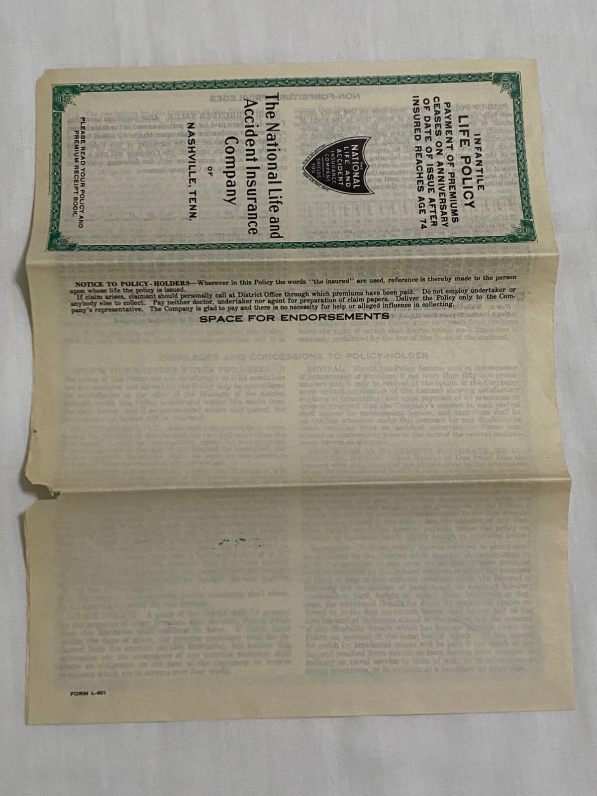 1930s National Life Insurance Policy (2) & Premium Receipt Books (5)