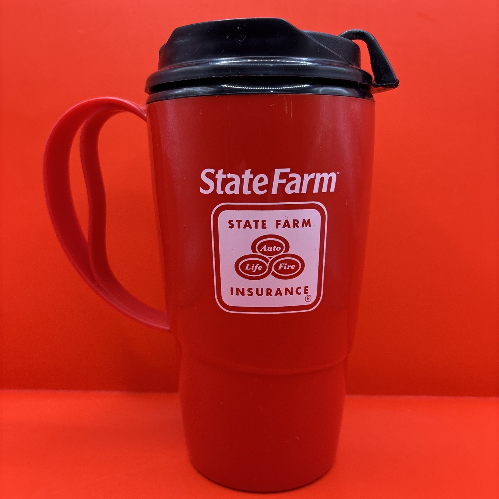 VTG State Farm Thermo-Serv 16-ounce Deluxe Red Travel Mug Tumbler – Spanish
