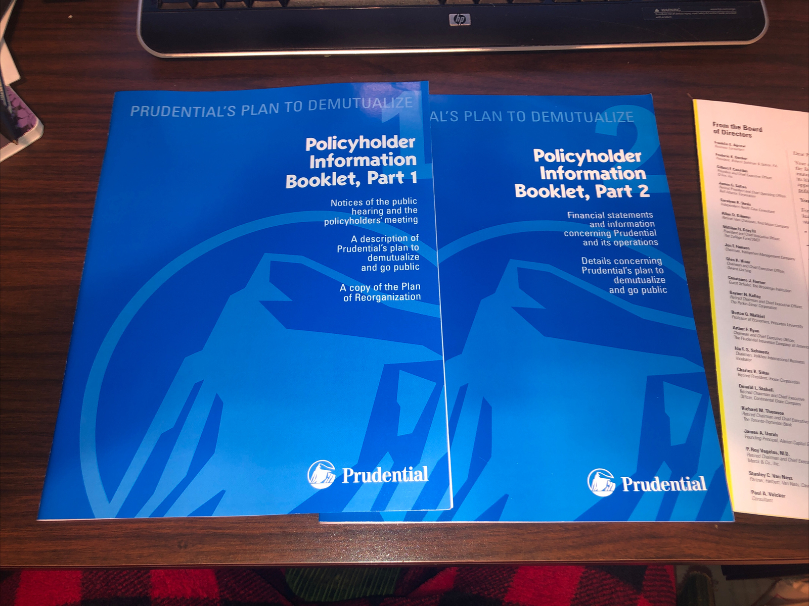 2001 Prudential Insurance Co Policy Holders Information Booklet Part 1 – 2