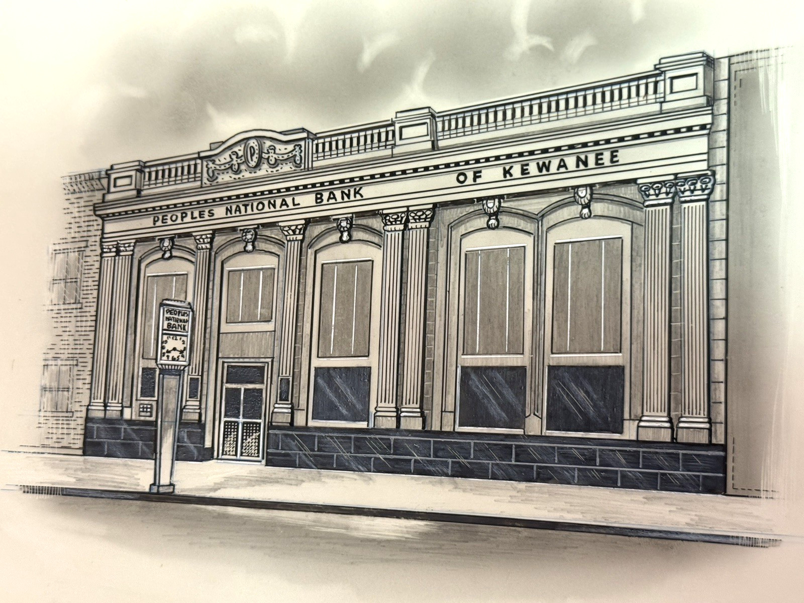 Vintage Peoples National Bank of Kewanee Illinois Building – Printing Co Artwork