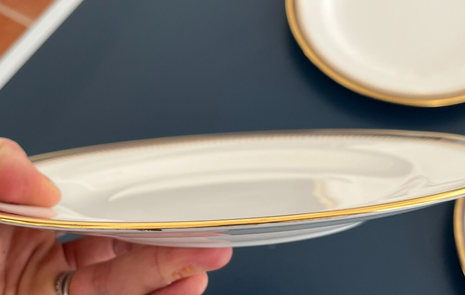 FIRST NATIONAL CITY BANK NY SPODE KNIGHTSBRIDGE COBALT 3 LUNCH PLATES RARE!