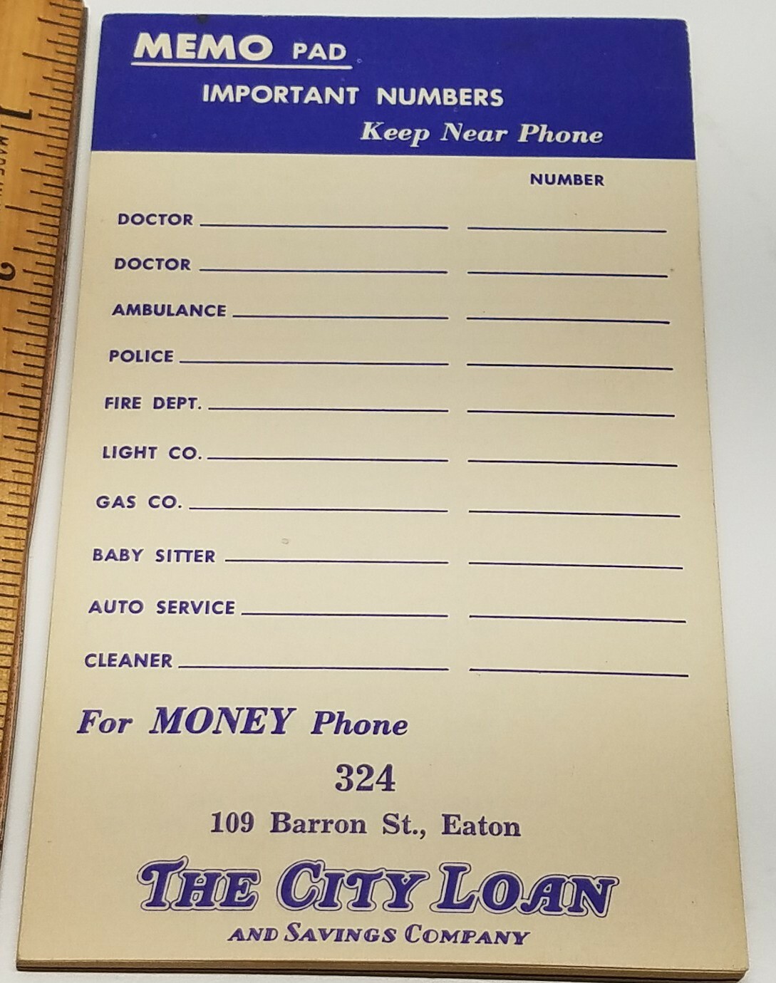 VTG City Loan & Savings Co Eaton Ohio Bank Advertising Notebook Ohio Facts Game