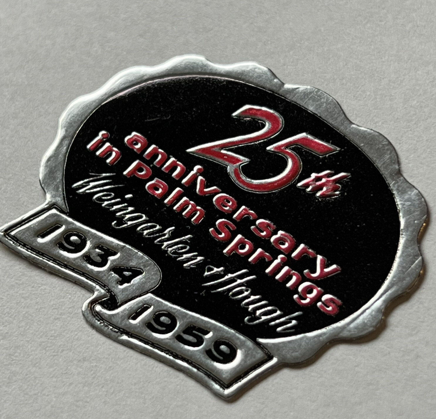 1959 PALM SPRINGS WEINGARTEN & HOUGH INS 25TH ANNIVERSARY DECAL ADHESIVE STICKER