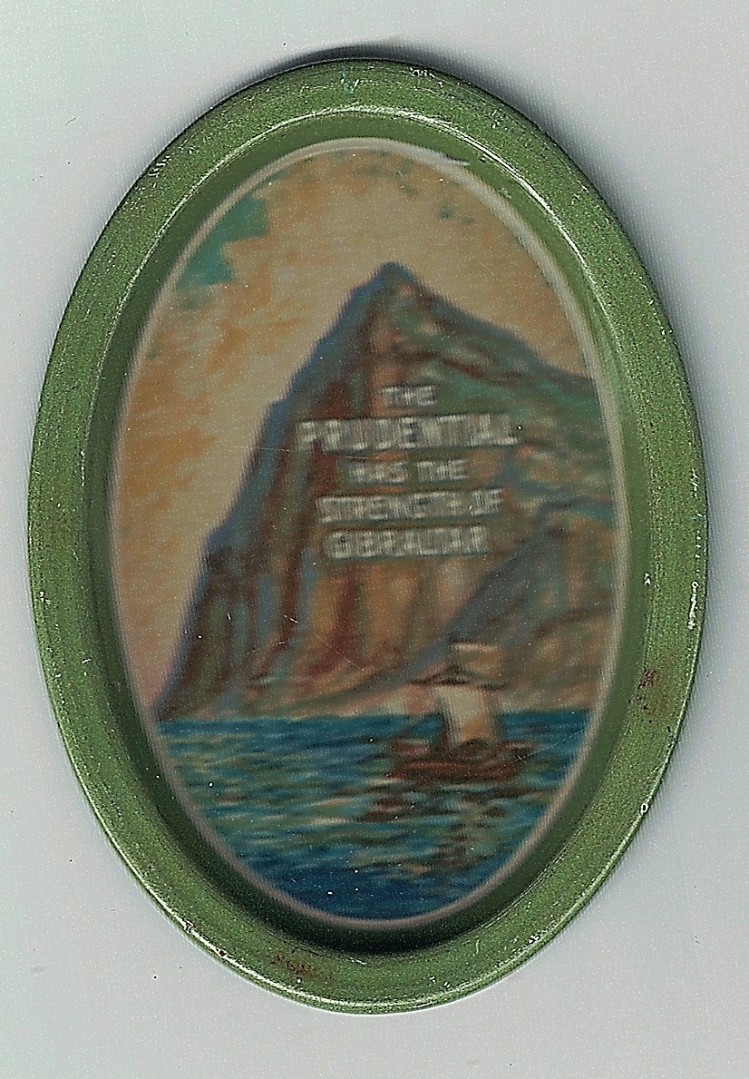 Vintage Green Prudential Insurance Strength Of Gibralter Advertising Tip Tray