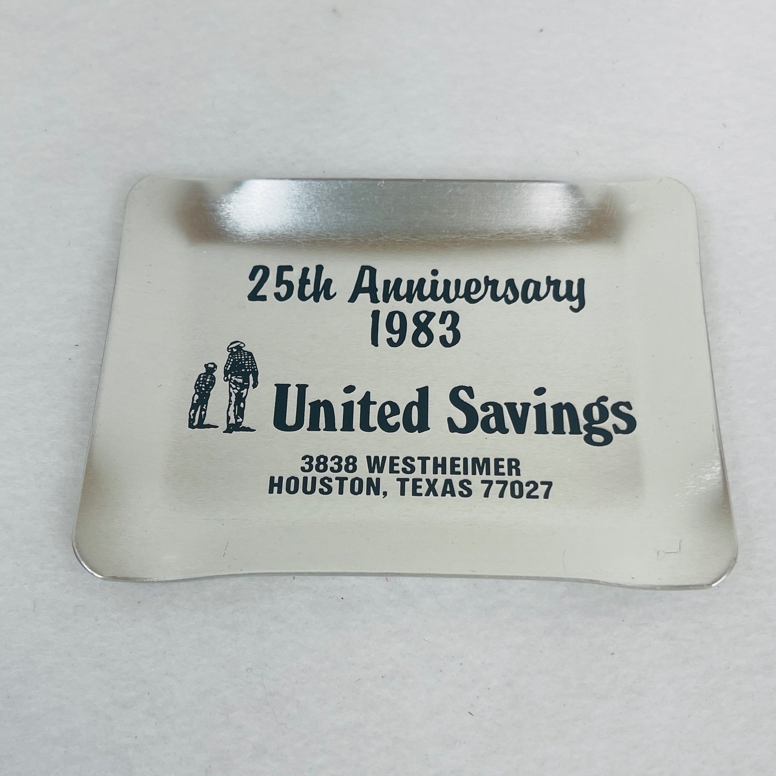 Vintage 1983 United Savings 25th Anniversary Houston Texas Metal Tray Westheimer