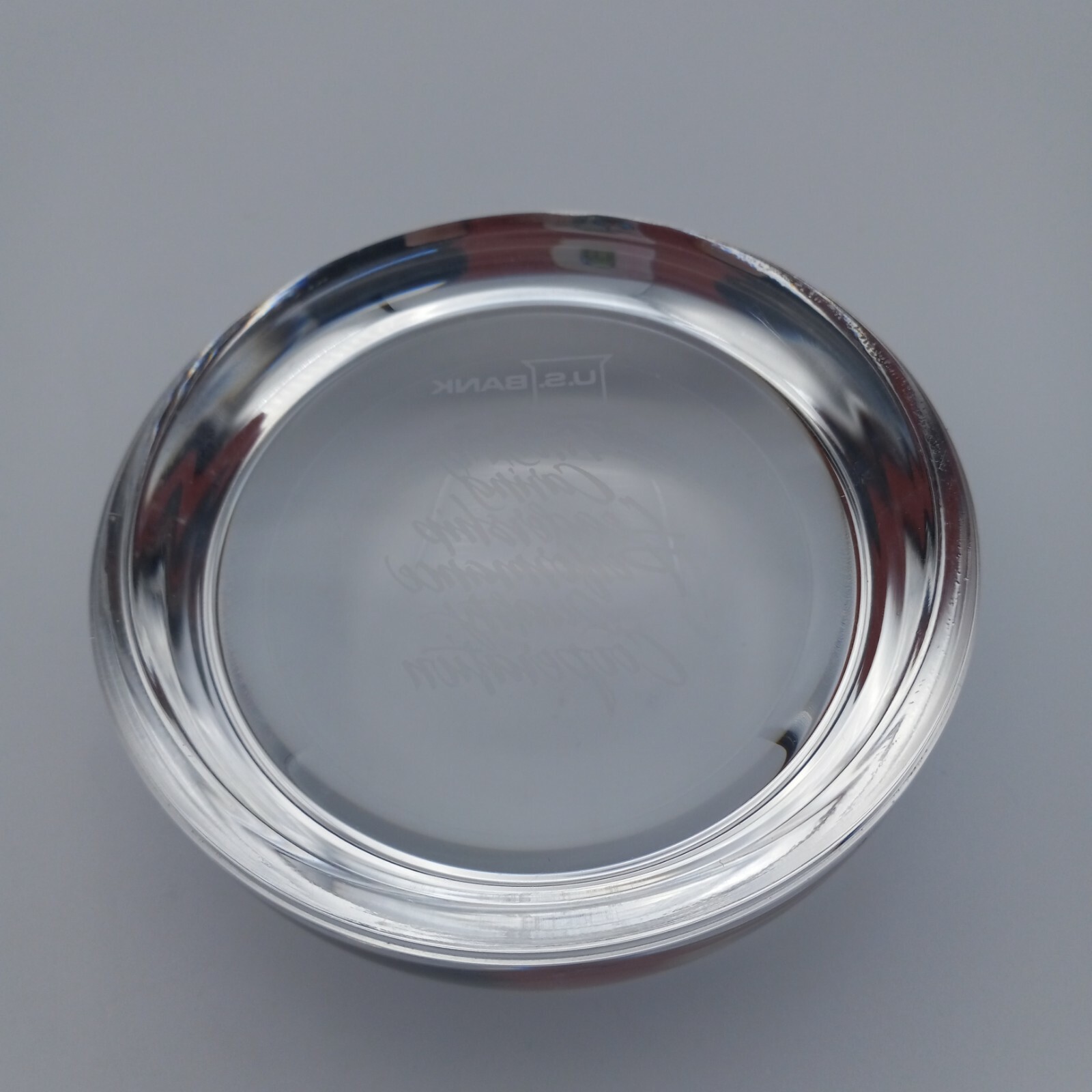 US Bank Glass Paperweight Advertising Desk Decor Bancorp Oregon Minnesota *M$