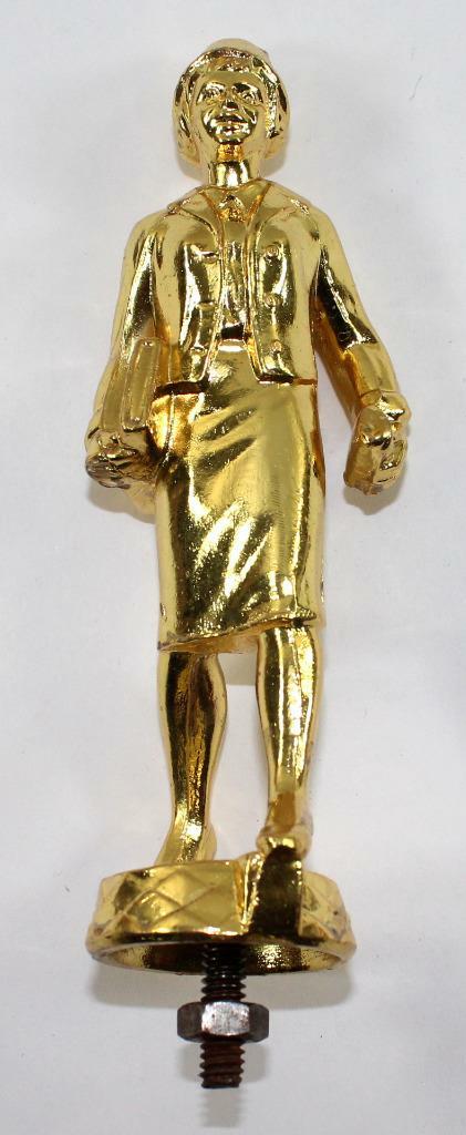 Vintage Unused Saleswoman Business Woman Brass Plated Metal Trophy Topper