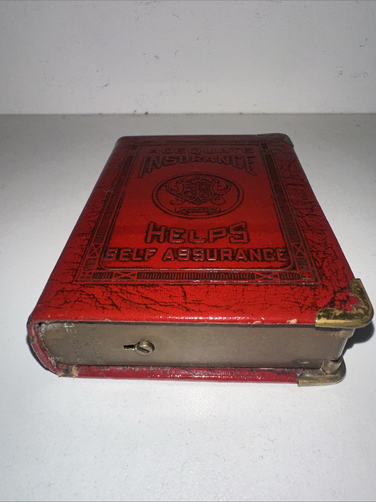 Zell Products. Co NY Adequate Insurance Mini Book Coin Bank 1920’s No Key