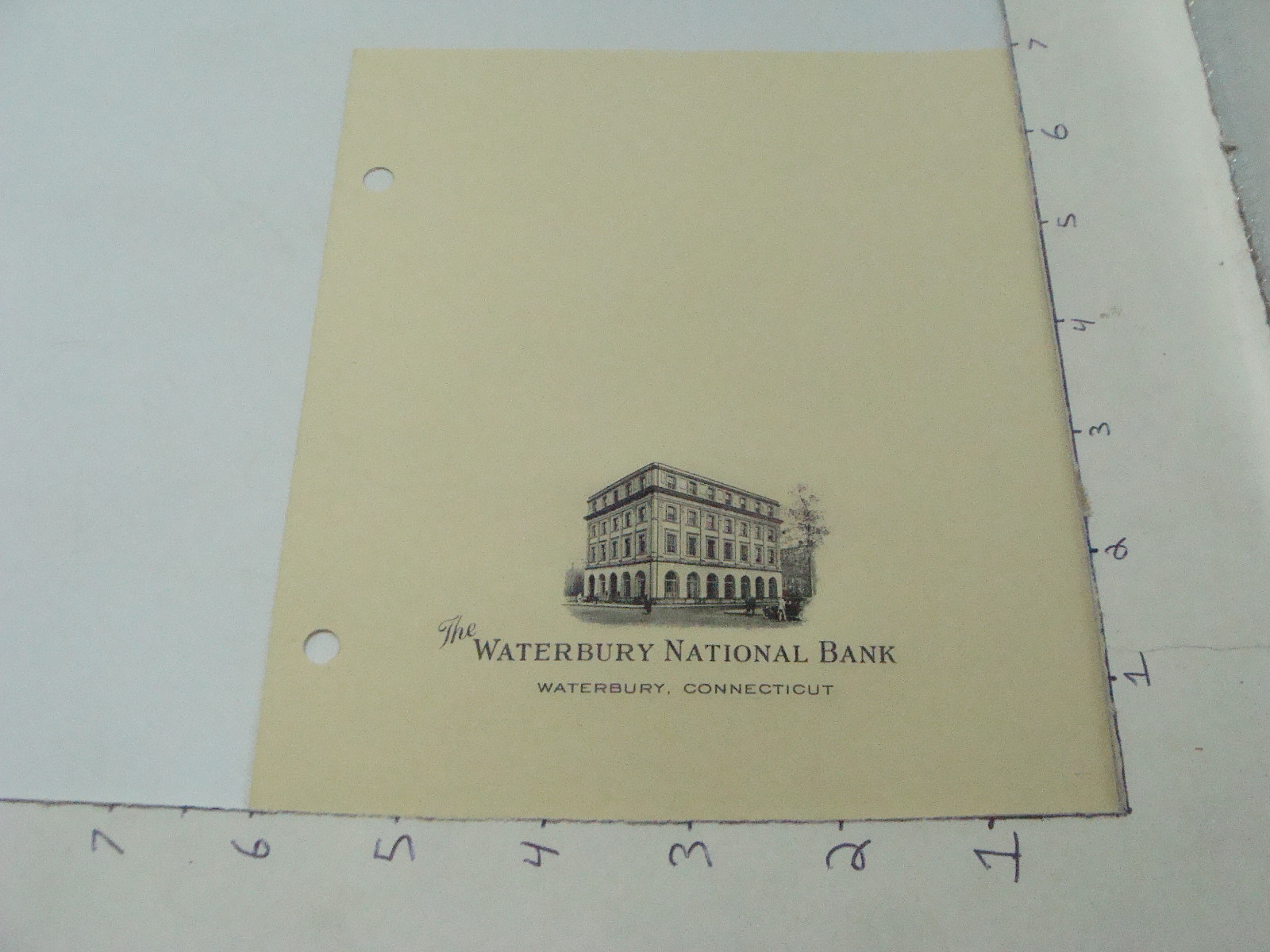orig 1940s Printing ex. PHOTOGRAVURE Letterhead: WATERBURY NATIONAL BANK