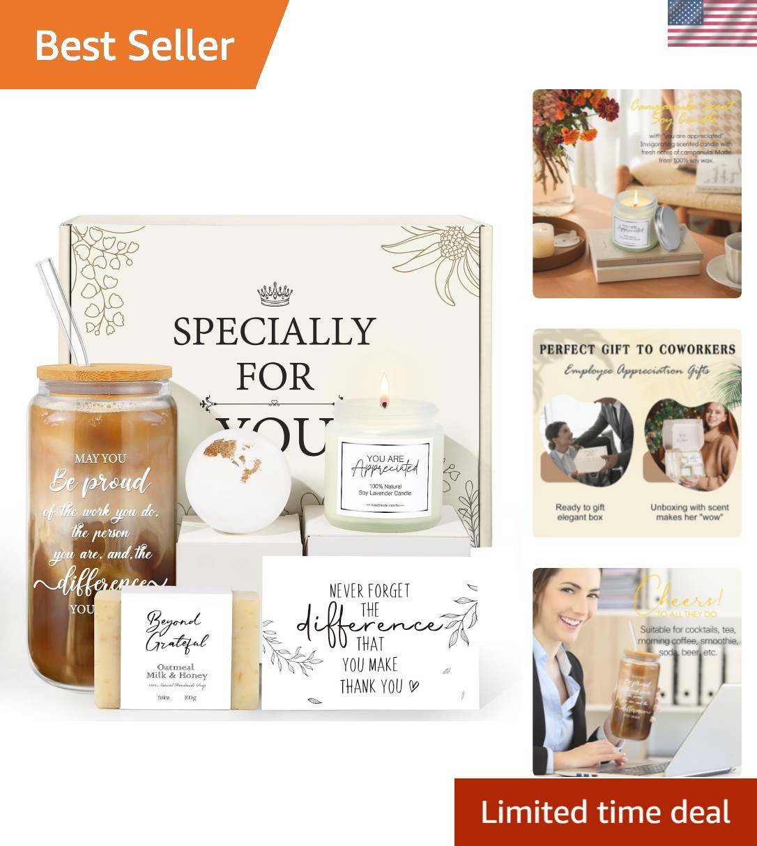 Beautiful Employee Thank You Gift Box – Includes Spa Gifts & Glass Reminder