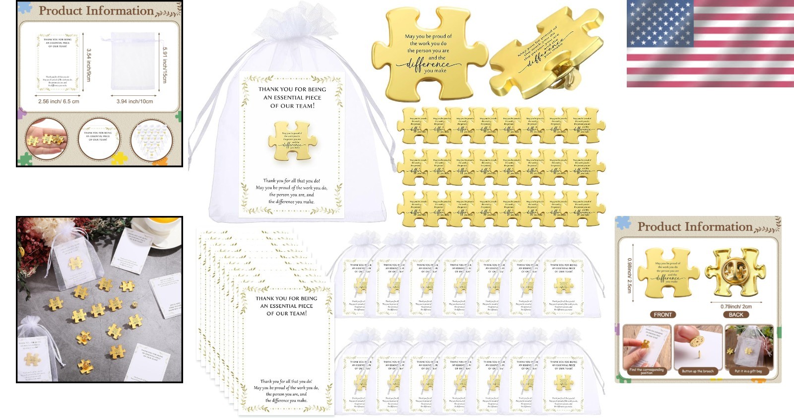 Bulk Employee Appreciation Set with Puzzle Piece Pins
