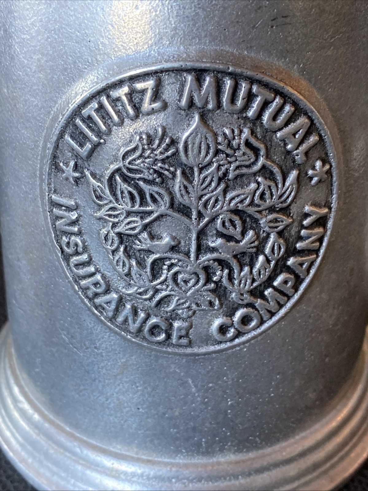 Lititz Mutual Insurance Company Pennsylvania Vintage RWP Wilton Pewter Stein Mug