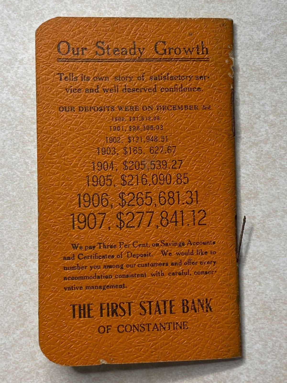 The First State Bank Constantine MI Michigan Pocket Notebook advertising ADT39