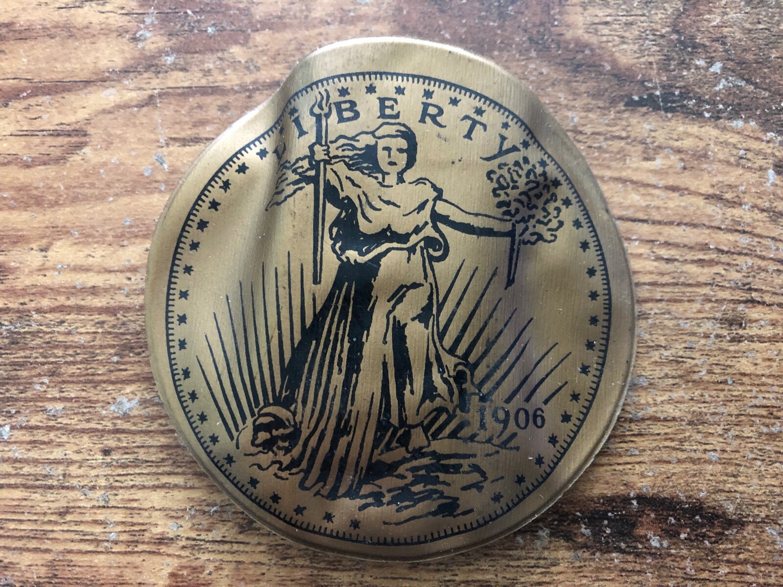 Vintage 1908 LADY LIBERTY COIN Plastic Rain Hat Bonnet WAYNE Savings Loan Oh