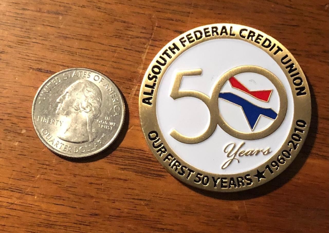 1960-2010 All South Federal Credit Union 50 Years Service Coin Challenge w/Case