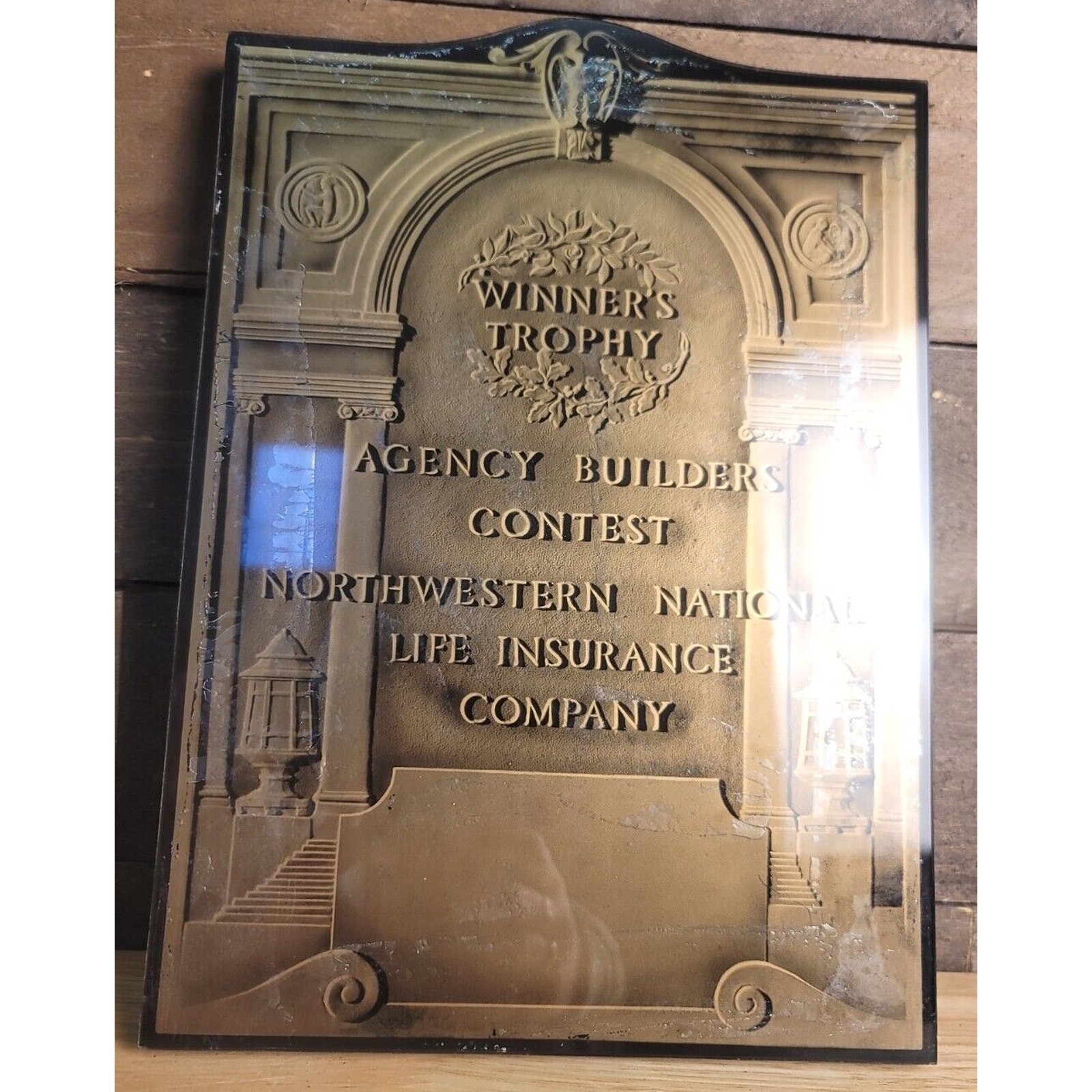 Vintage Northwestern National Life Insurance Company Winner Trophy Plaque