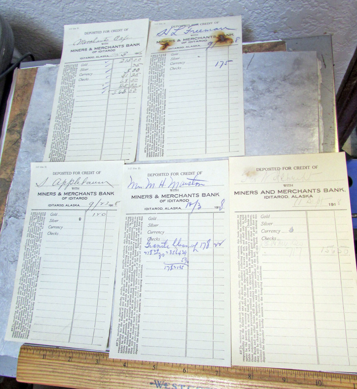 antique 1918 Iditarod ghost town ALASKA Miners & Merchants Bank, 5 deposit slip