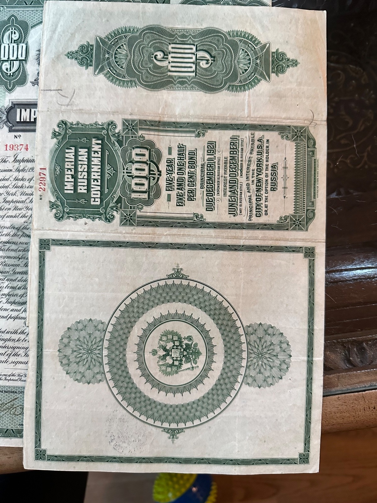 21x Imperial Russian Government $1,000 Bonds (Pre-1917) w/ Coupons 6-10