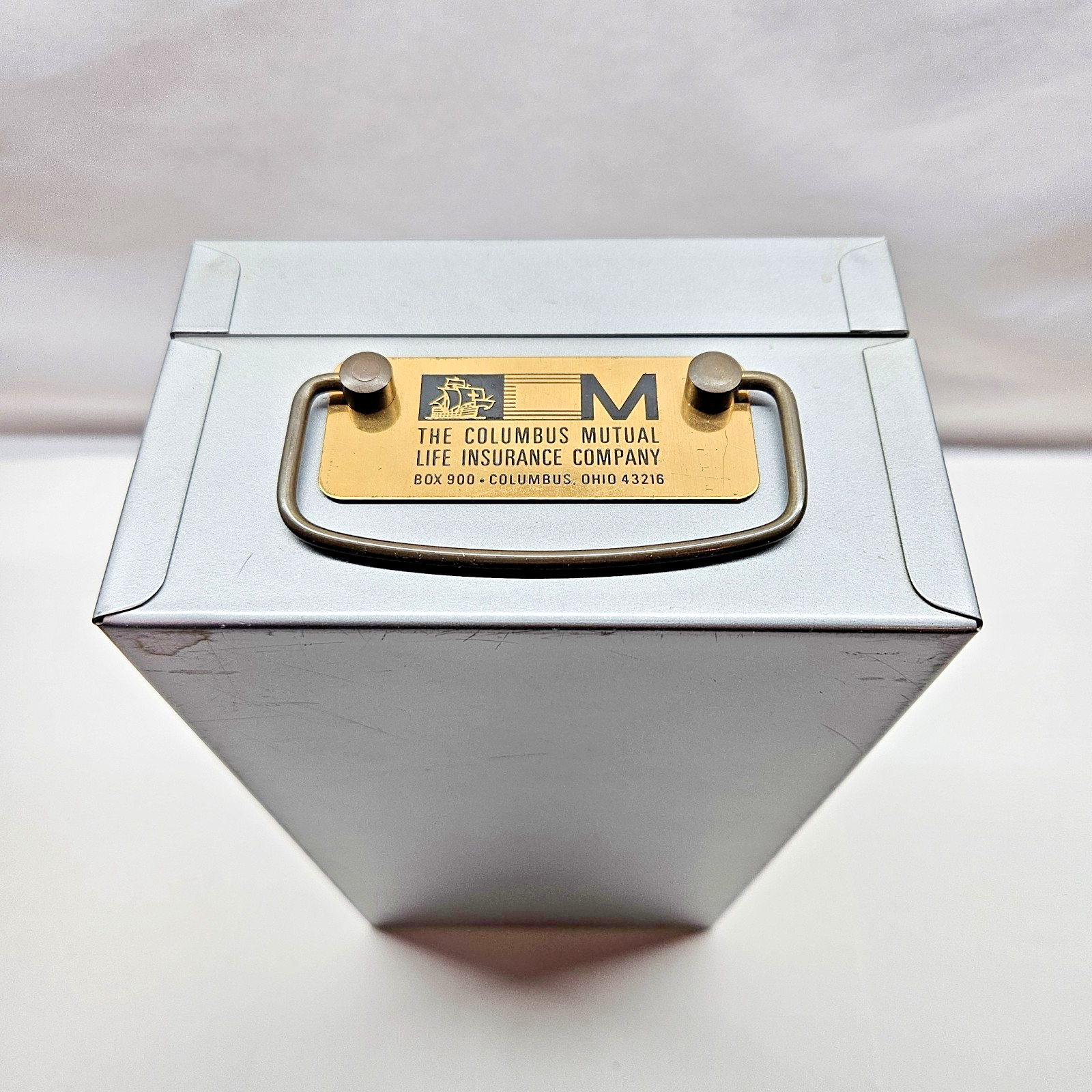 Vintage Metal Combination Lock Box Columbus Mutual Insurance Policy Box