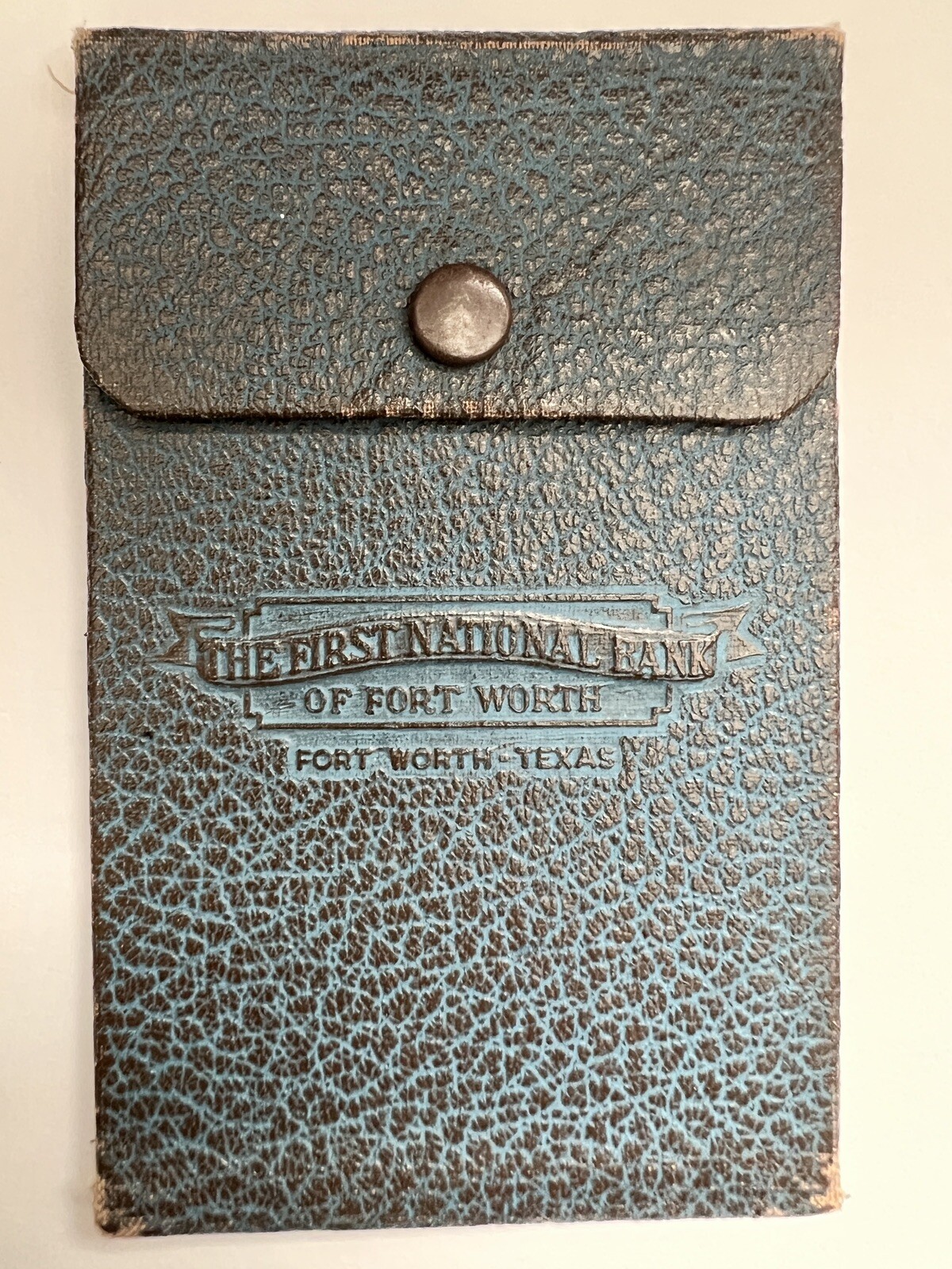 Fort Worth Tx First National Bank Ft Worth Vintage Leather Note Pad Holder Old