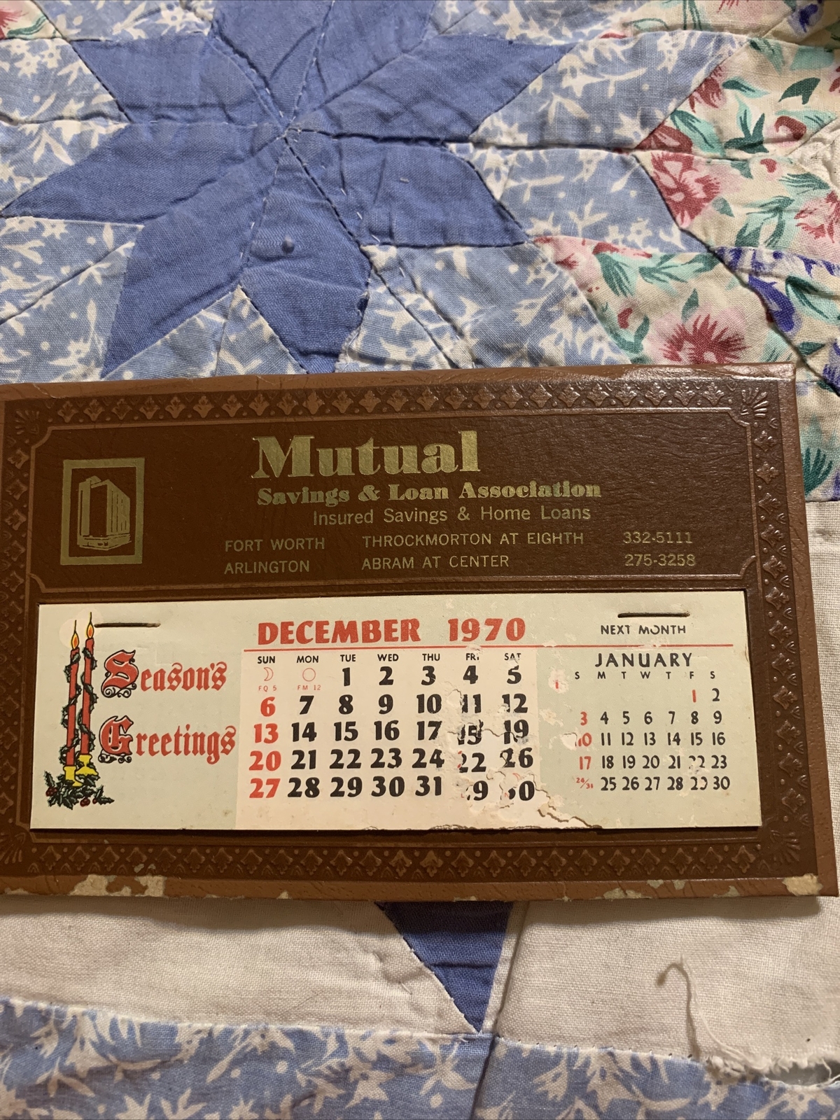 Vintage Ft. Worth Mutual Savings & Loan Calendar-1971
