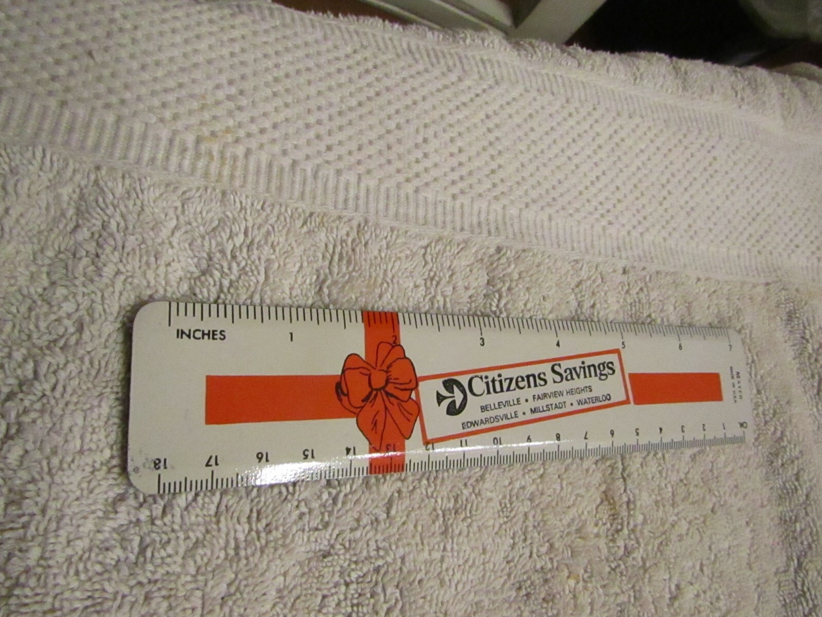 Vintage May Co USA Citizens Savings Belleville Millstadt Waterloo Metal Ruler