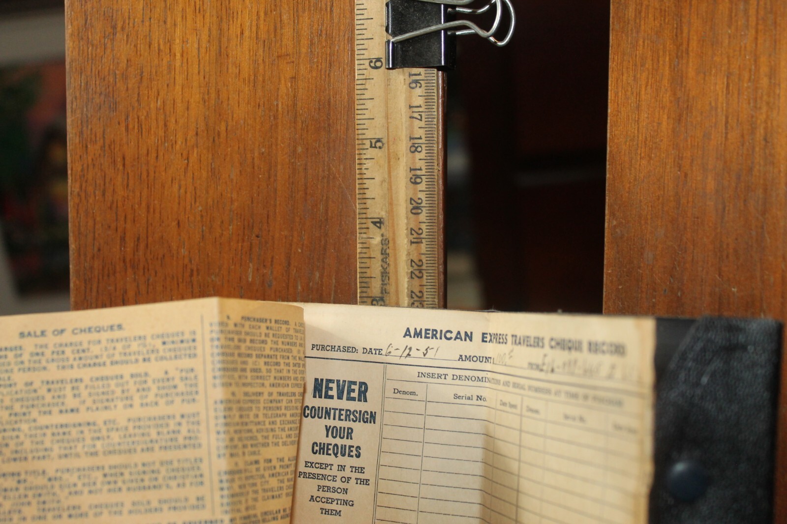 Vintage 1951 Used American Express Travelers Cheques Folder