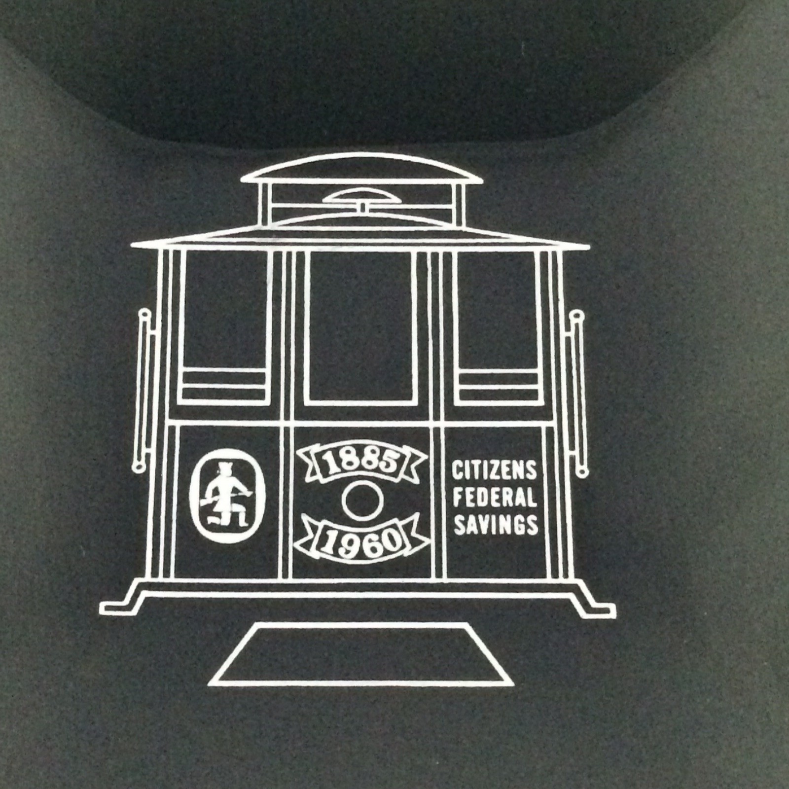 VTG 1960 Citizens Federal Savings Bank Glass Ashtray Dish Cable Car Trolley