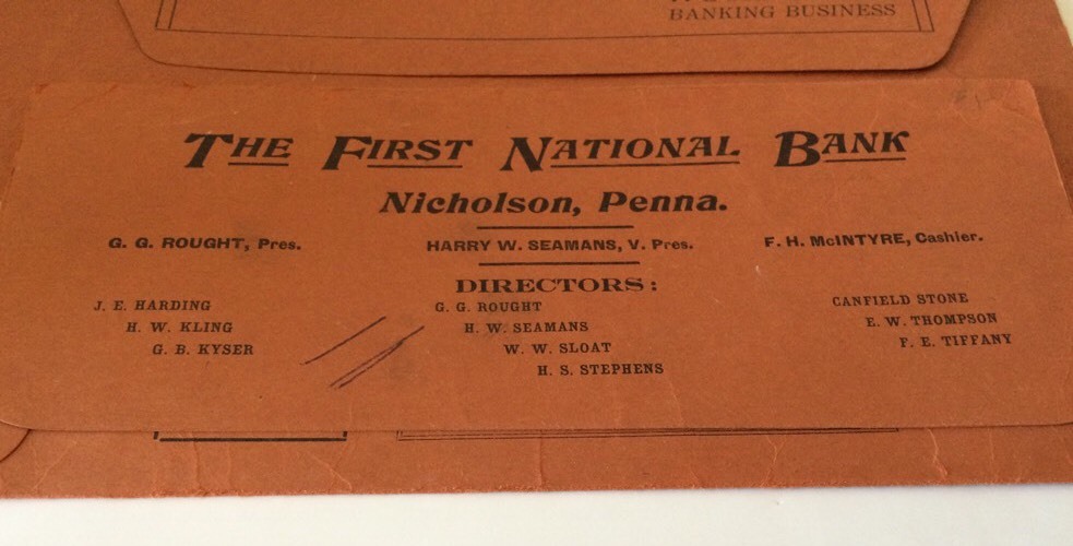 Vintage Bank Envelope Lot, Central State Bank & The First National Bank 1922