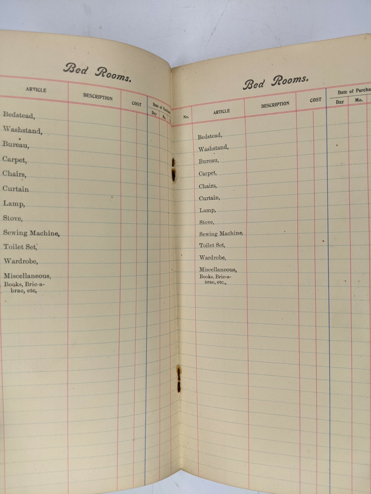 c1900s Waterloo, Iowa Household Inventory Fire Insurance Booklet Loan & Trust 1U