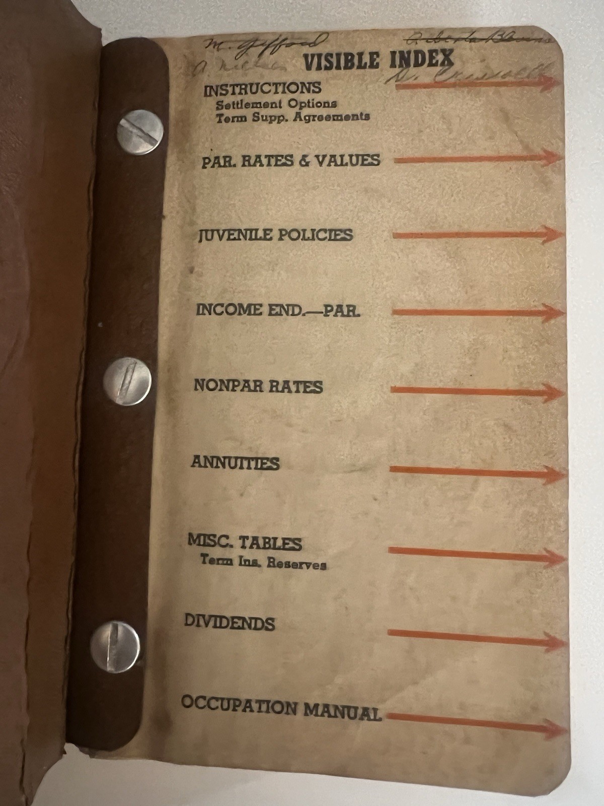 1946 Equitable Life Insurance Company of Iowa Agent’s Rate Book –Embossed Cover