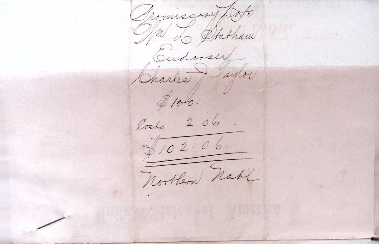 Northern National Bank Philadelphia Loan Document 1895 Promissory Note