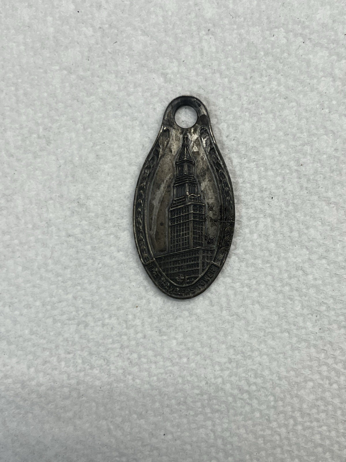 Vntg Early 1900s Identification Key fob Travelers Tower Insurance Hartford Ct