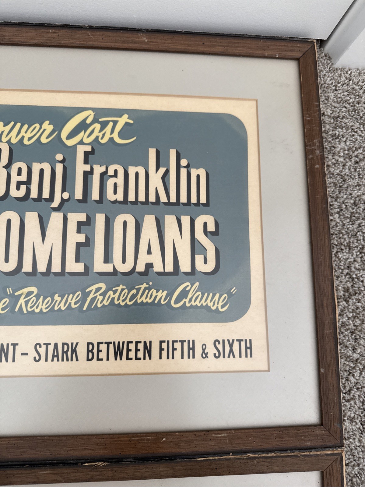 Vintage 1950’s Advertising 4 Framed Prints – Benjamin Franklin Savings And Loan