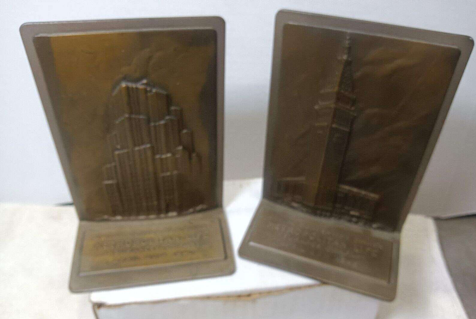 Metropolitain life insurance Bronze book ends 1940 advertising convention dinner