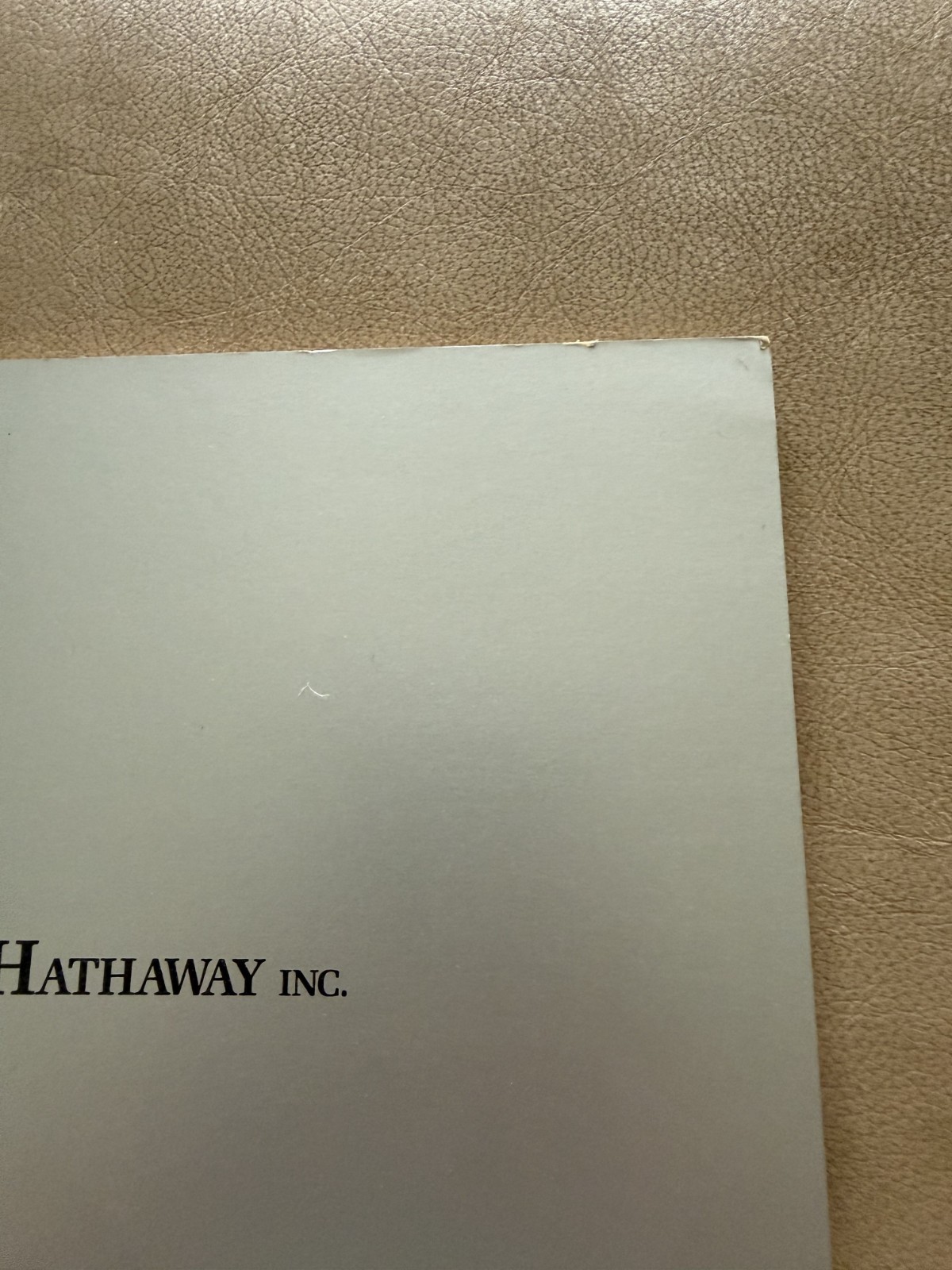 Warren E Buffett / Berkshire Hathaway Annual Report 1989