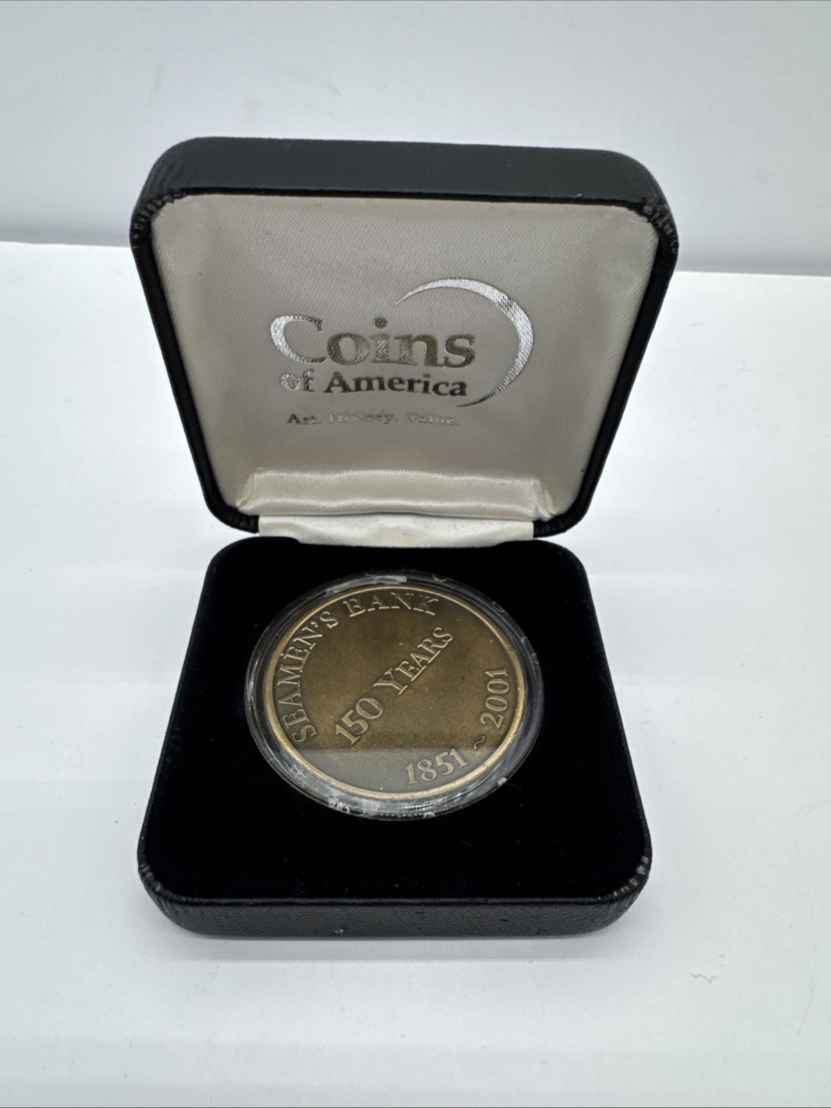 SEAMEN’S BANK 150 YEARS 1851-2001 COMMEMORATIVE COIN MEDALLION IN BOX