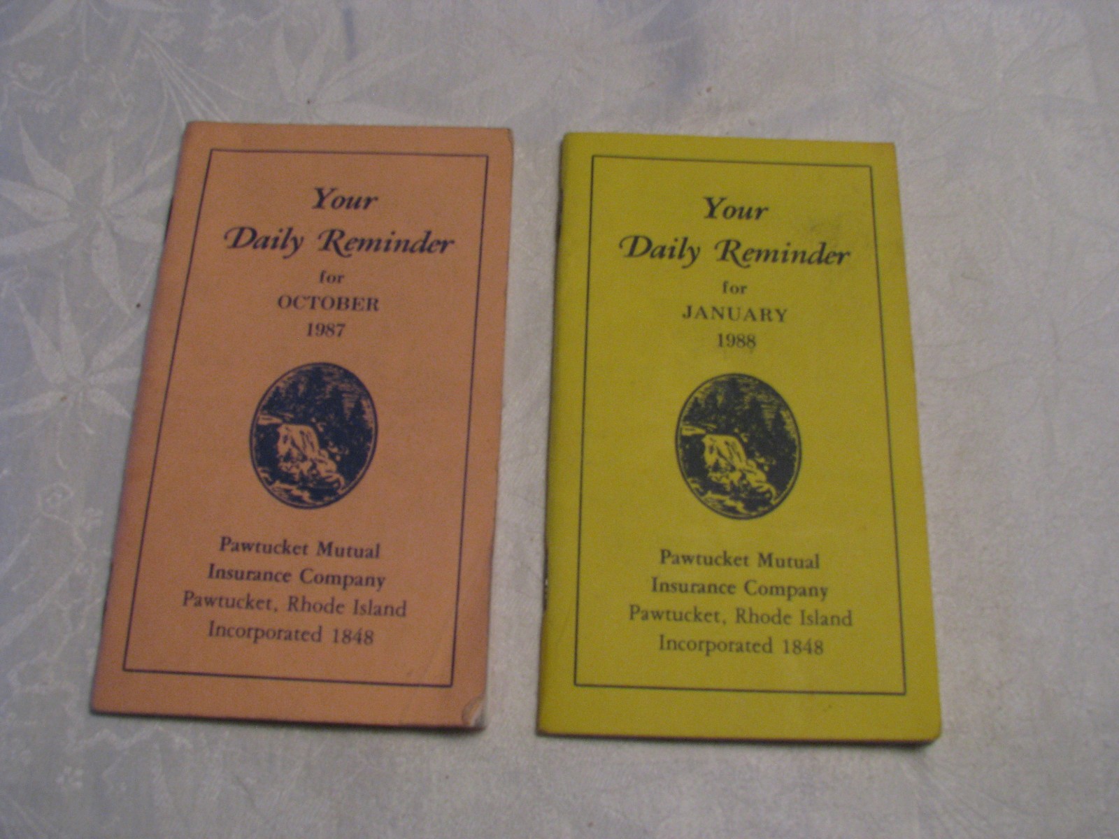 Two VTG 1987 & 1988 Pawtucket Mutual Insurance Co. Daily Reminders