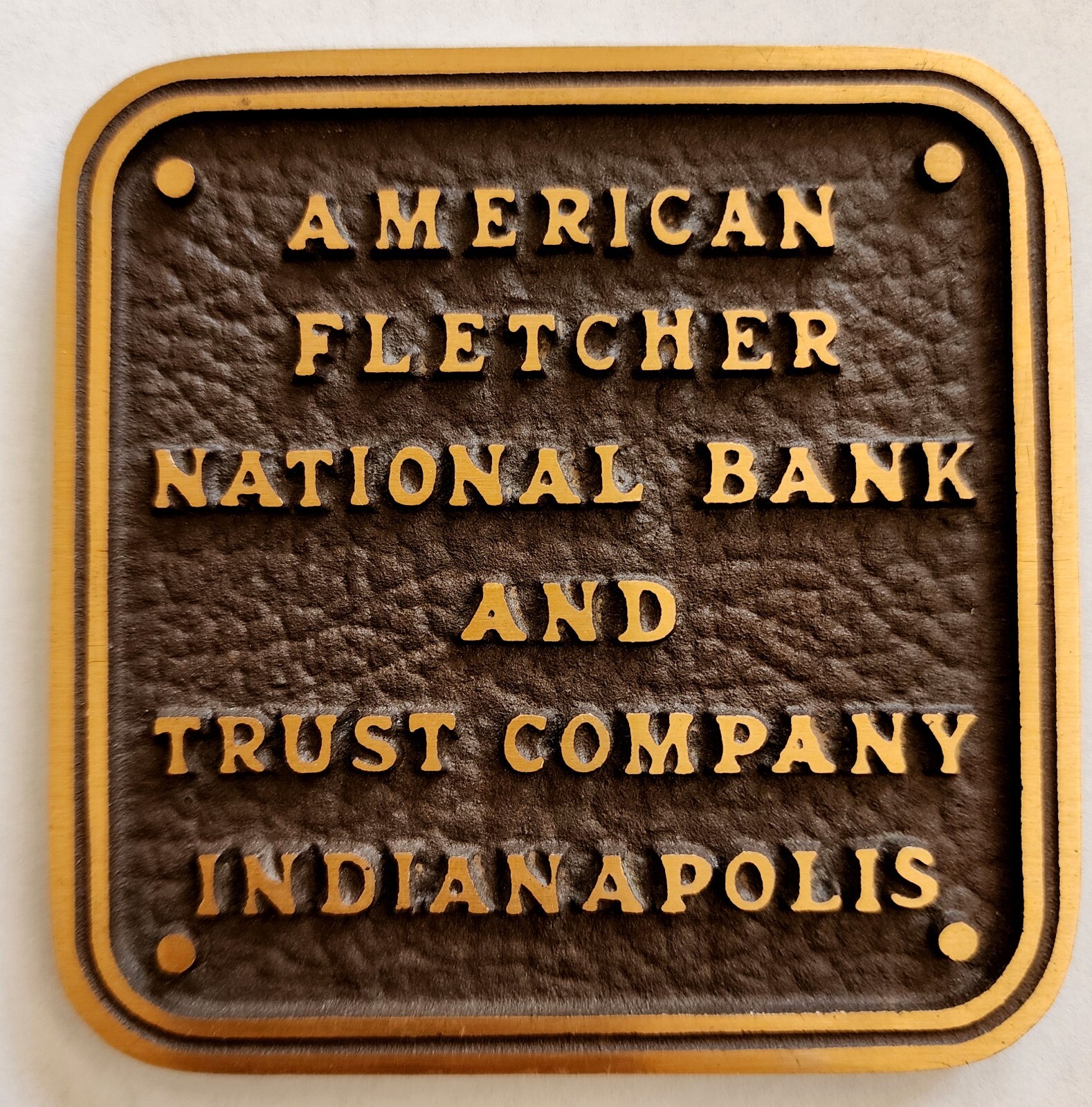 Vintage American Fletcher National Bank Indianapolis Bronze Paper Weight