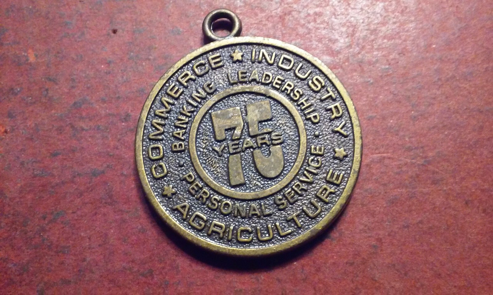 Brass Banking Keychain 75 Years 1981 Mercantile Trust & Savings Quincy Illinois