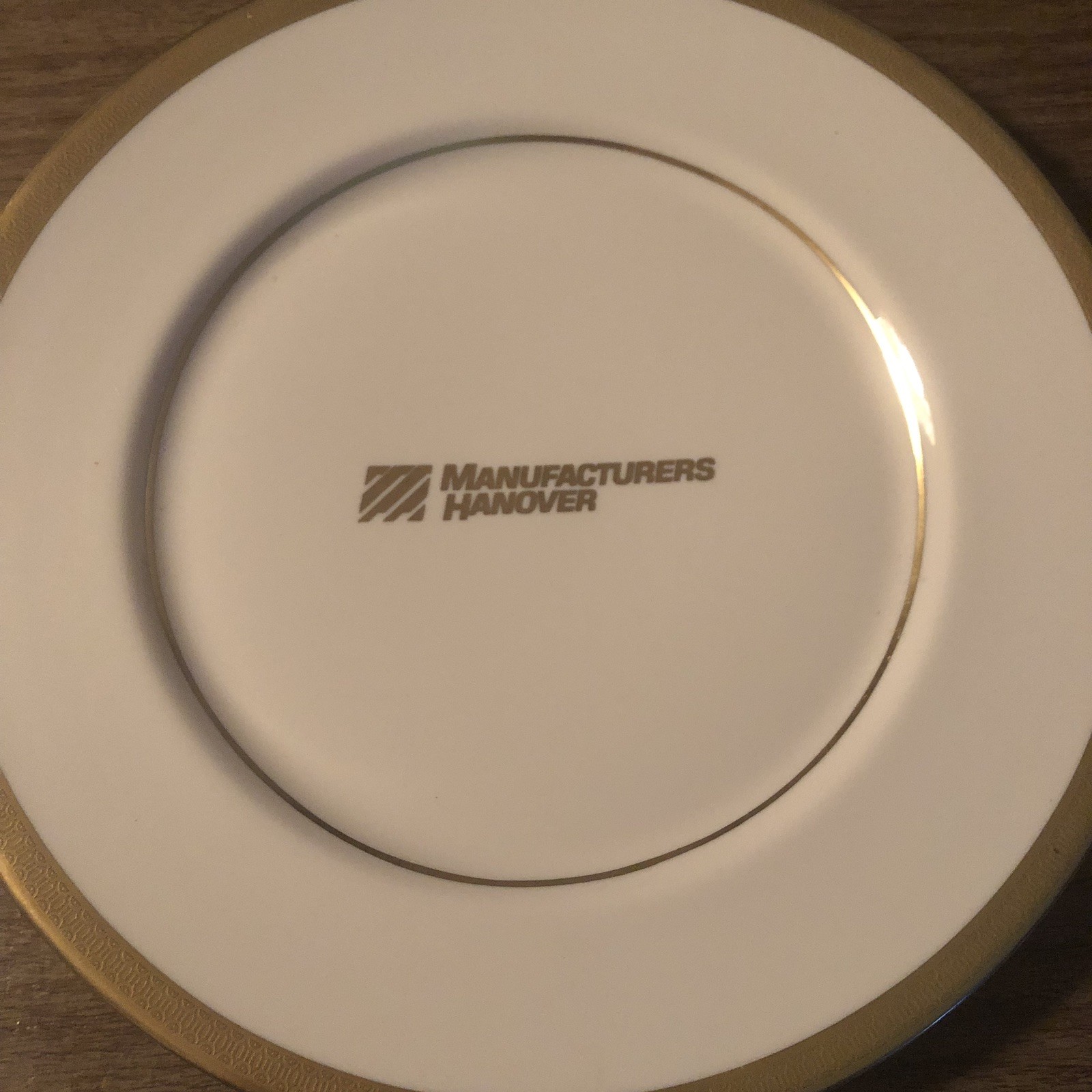 Manufacturers Hanover Trust Gold Trimmed Plates